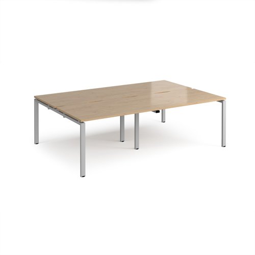 Adapt double back to back desks 2400mm x 1600mm - silver frame, kendal oak top