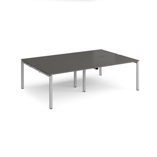 Adapt double back to back desks 2400mm x 1600mm - silver frame, storm grey top