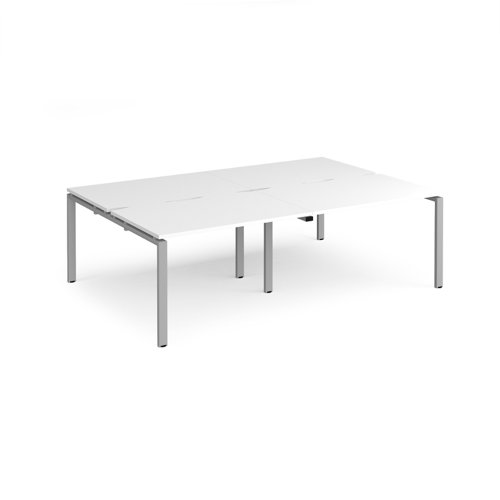 Adapt double back to back desks 2400mm x 1600mm - silver frame, white top