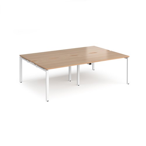 Adapt double back to back desks 2400mm x 1600mm - white frame, beech top