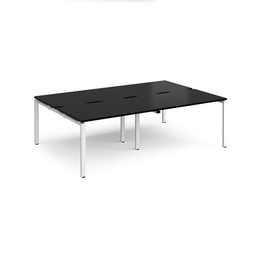 Adapt double back to back desks 2400mm x 1600mm - white frame, black top