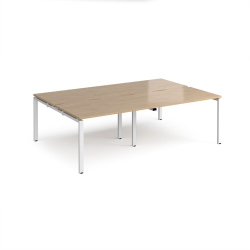 Adapt double back to back desks 2400mm x 1600mm - white frame, kendal oak top