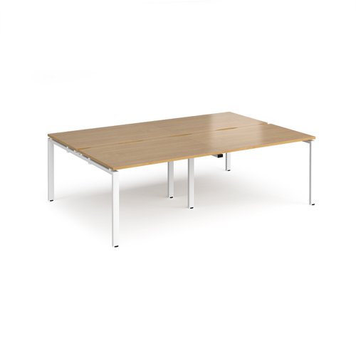Adapt double back to back desks 2400mm x 1600mm - white frame, oak top