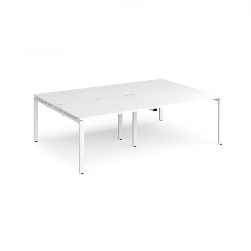 Adapt double back to back desks 2400mm x 1600mm - white frame, white top