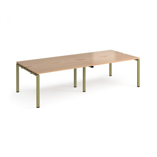 Adapt double back to back desks 2800mm x 1200mm - green frame, beech top
