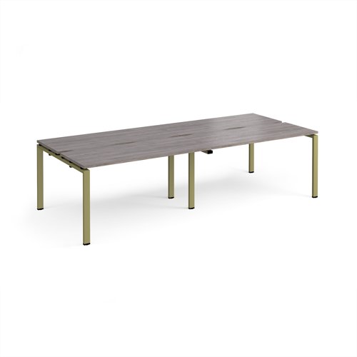 Adapt double back to back desks 2800mm x 1200mm - green frame, grey oak top