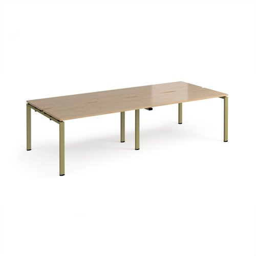 Adapt double back to back desks 2800mm x 1200mm - green frame, kendal oak top