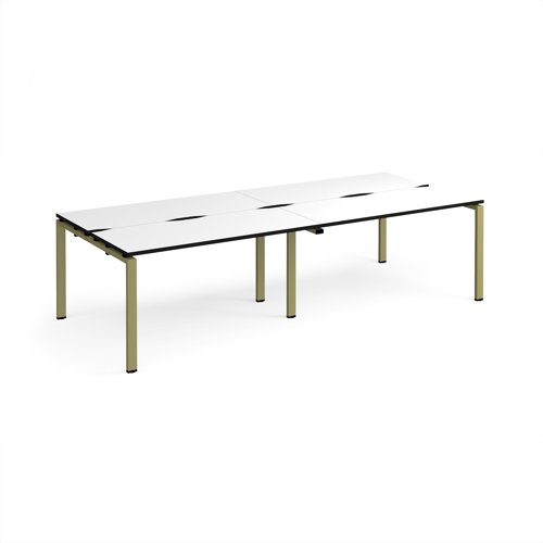 Adapt double back to back desks 2800mm x 1200mm - green frame, white top, black edge