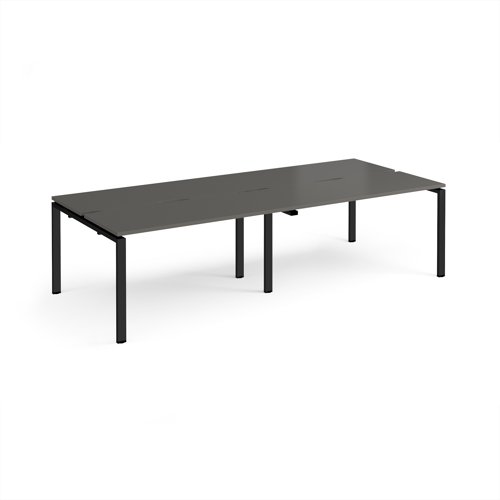 Adapt double back to back desks 2800mm x 1200mm - black frame, storm grey top