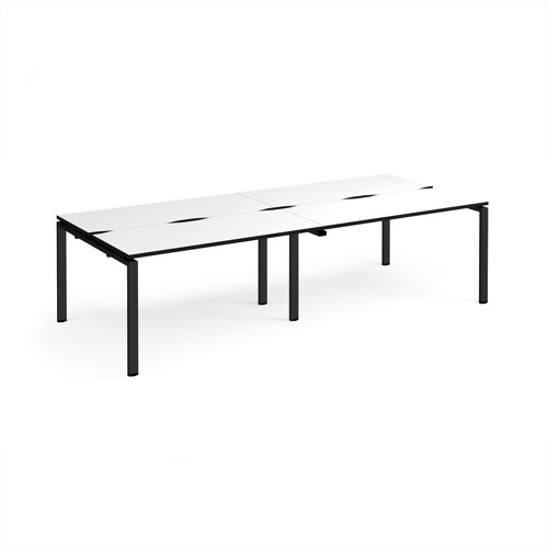 Adapt double back to back desks 2800mm x 1200mm - black frame, white top, black edge