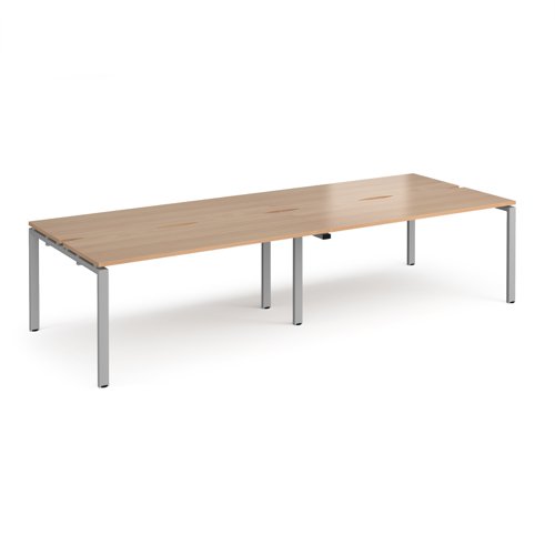Adapt double back to back desks 2800mm x 1200mm - silver frame, beech top
