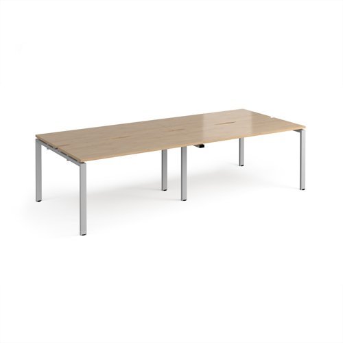Adapt double back to back desks 2800mm x 1200mm - silver frame, kendal oak top