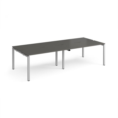 Adapt double back to back desks 2800mm x 1200mm - silver frame, storm grey top