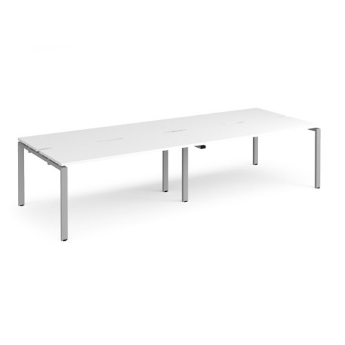 Adapt double back to back desks 2800mm x 1200mm - silver frame, white top