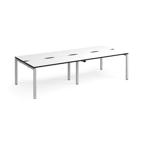 Adapt double back to back desks 2800mm x 1200mm - silver frame, white top, black edge