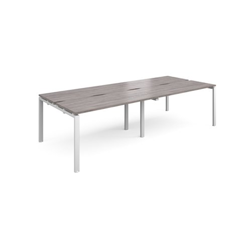 Adapt double back to back desks 2800mm x 1200mm - white frame, grey oak top