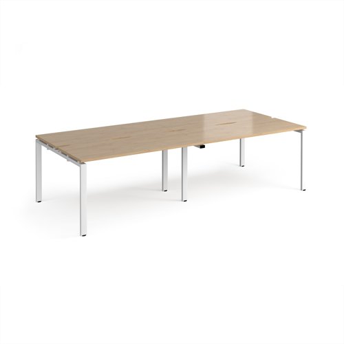 Adapt double back to back desks 2800mm x 1200mm - white frame, kendal oak top