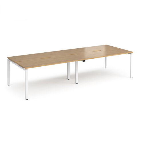 Adapt double back to back desks 2800mm x 1200mm - white frame, oak top