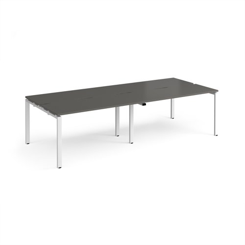 Adapt double back to back desks 2800mm x 1200mm - white frame, storm grey top