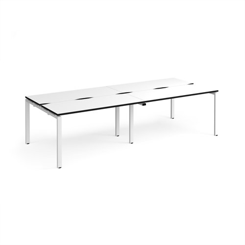 Adapt double back to back desks 2800mm x 1200mm - white frame, white top, black edge