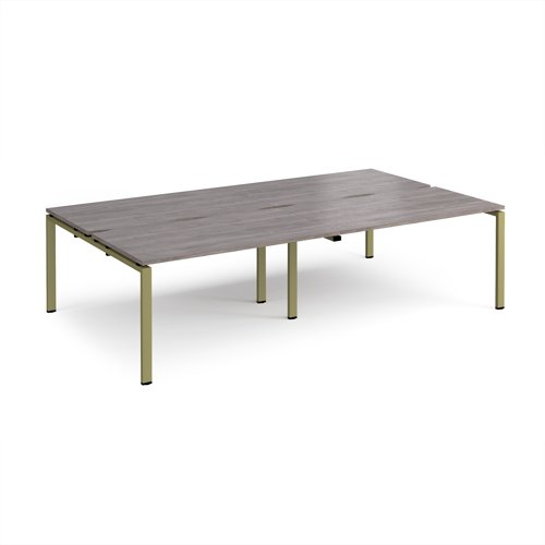Adapt double back to back desks 2800mm x 1600mm - green frame, grey oak top