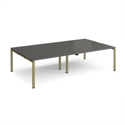 Adapt double back to back desks 2800mm x 1600mm - green frame, storm grey top