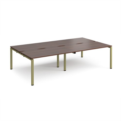 Adapt double back to back desks 2800mm x 1600mm - green frame, walnut top