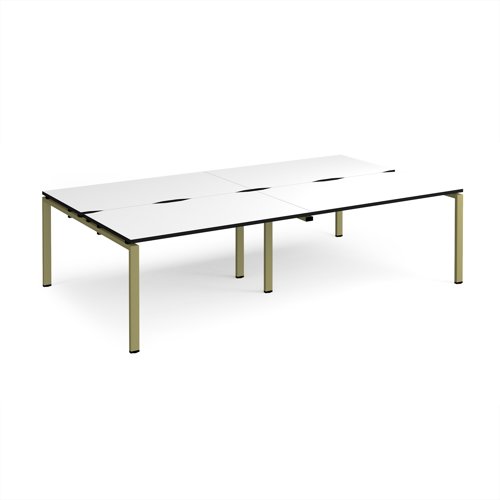 Adapt double back to back desks 2800mm x 1600mm - green frame, white top, black edge