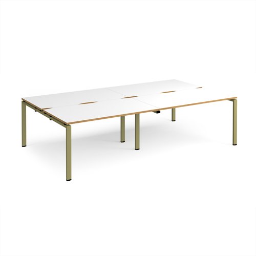 Adapt double back to back desks 2800mm x 1600mm - green frame, white top, oak edge