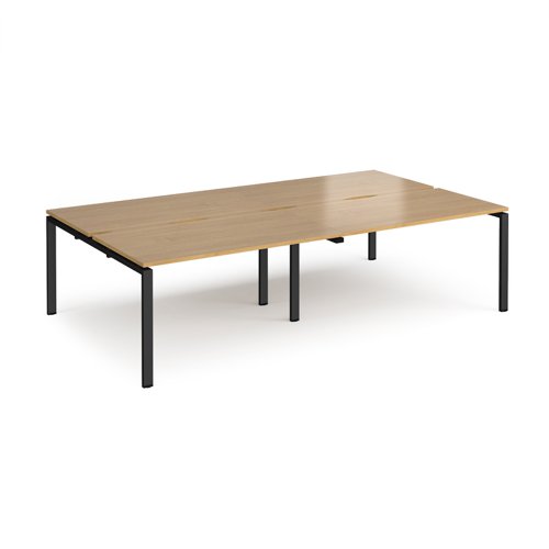 Adapt double back to back desks 2800mm x 1600mm - black frame, oak top Bench Desking E2816-K-O