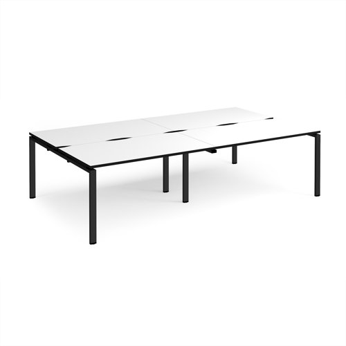 Adapt double back to back desks 2800mm x 1600mm - black frame, white top, black edge