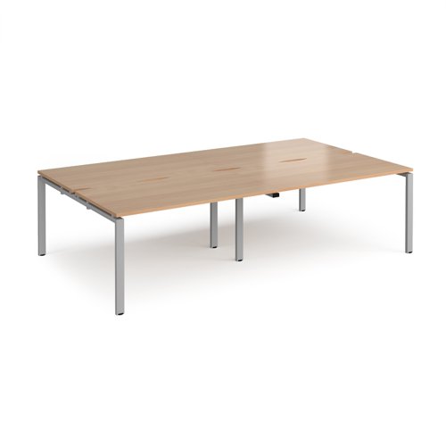Adapt double back to back desks 2800mm x 1600mm - silver frame, beech top