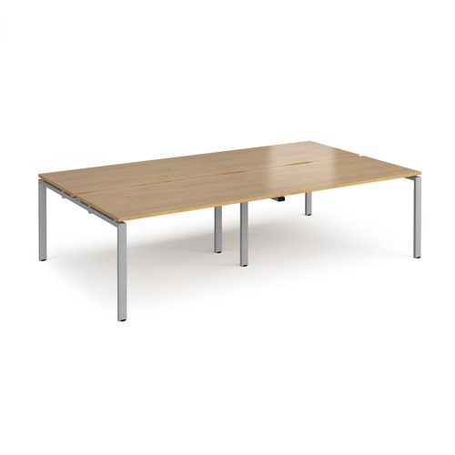 Adapt double back to back desks 2800mm x 1600mm - silver frame, oak top