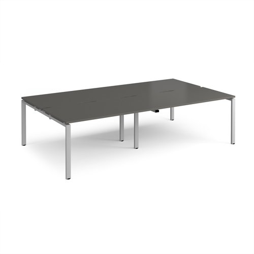 Adapt double back to back desks 2800mm x 1600mm - silver frame, storm grey top
