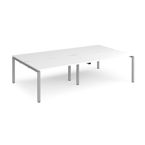 Adapt double back to back desks 2800mm x 1600mm - silver frame, white top