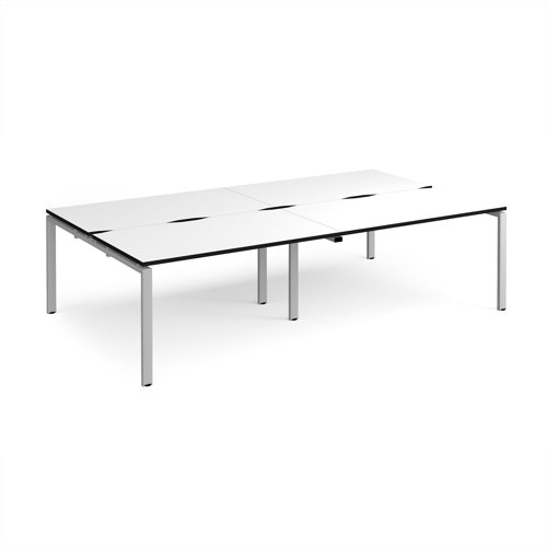 Adapt double back to back desks 2800mm x 1600mm - silver frame, white top, black edge