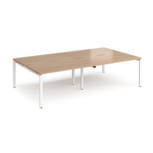 Adapt double back to back desks 2800mm x 1600mm - white frame, beech top