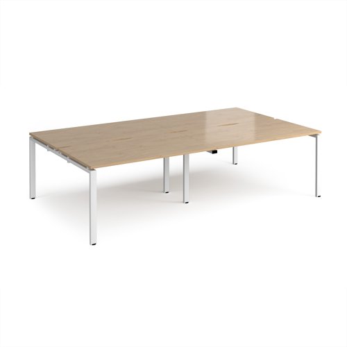 Adapt double back to back desks 2800mm x 1600mm - white frame, kendal oak top