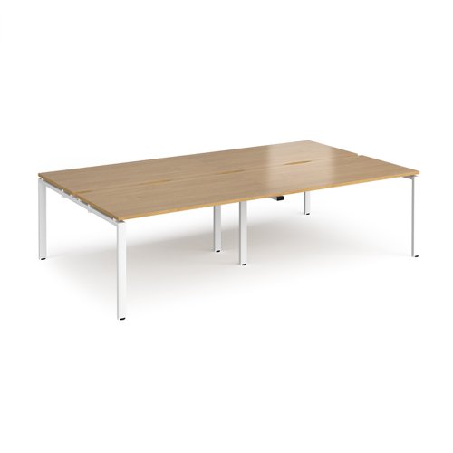Adapt double back to back desks 2800mm x 1600mm - white frame, oak top