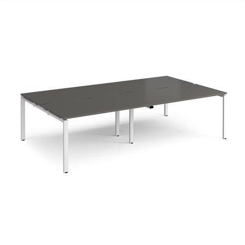 Adapt double back to back desks 2800mm x 1600mm - white frame, storm grey top