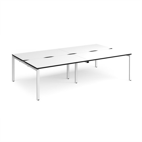 Adapt double back to back desks 2800mm x 1600mm - white frame, white top, black edge