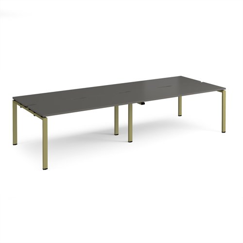 Adapt double back to back desks 3200mm x 1200mm - green frame, storm grey top