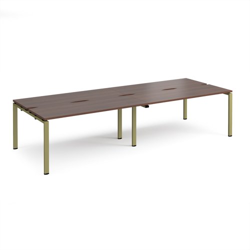 Adapt double back to back desks 3200mm x 1200mm - green frame, walnut top