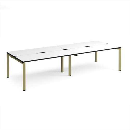 Adapt double back to back desks 3200mm x 1200mm - green frame, white top, black edge
