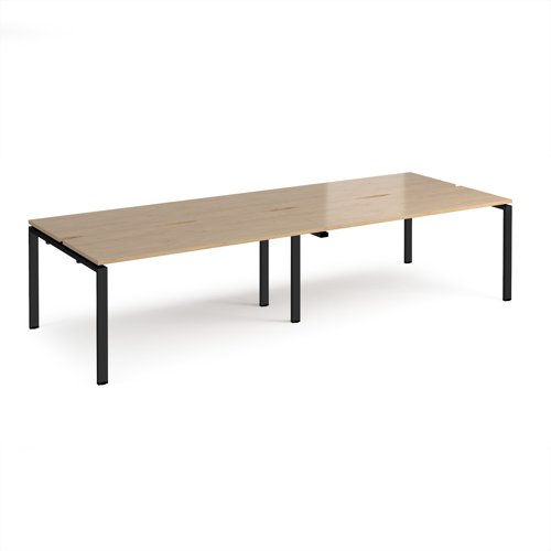 Adapt double back to back desks 3200mm x 1200mm - black frame, kendal oak top