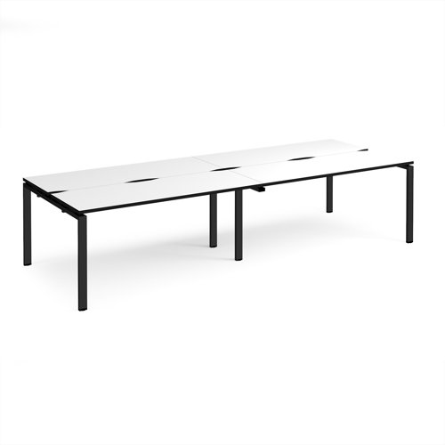 Adapt double back to back desks 3200mm x 1200mm - black frame, white top, black edge