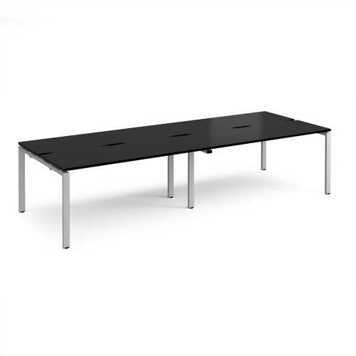 Adapt double back to back desks 3200mm x 1200mm - silver frame, black top