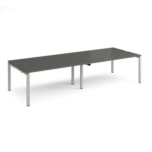 Adapt double back to back desks 3200mm x 1200mm - silver frame, storm grey top