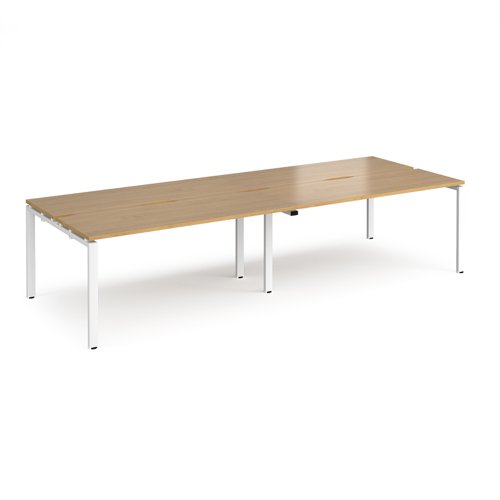 Adapt double back to back desks 3200mm x 1200mm - white frame, oak top