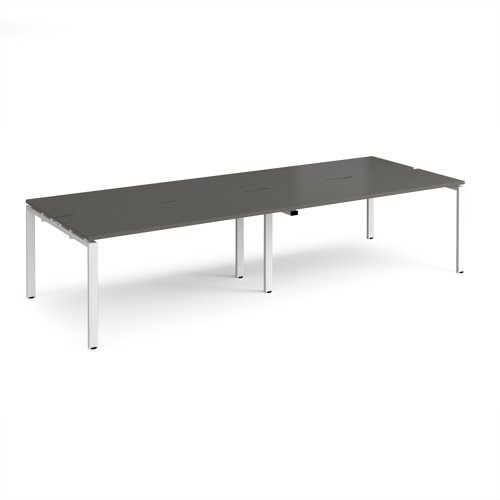 Adapt double back to back desks 3200mm x 1200mm - white frame, storm grey top
